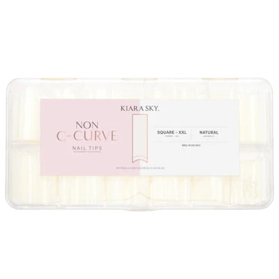 Kiara Sky Square Nail Tips (NON C-CURVE) XXL 500 Pcs Boxed - Natural