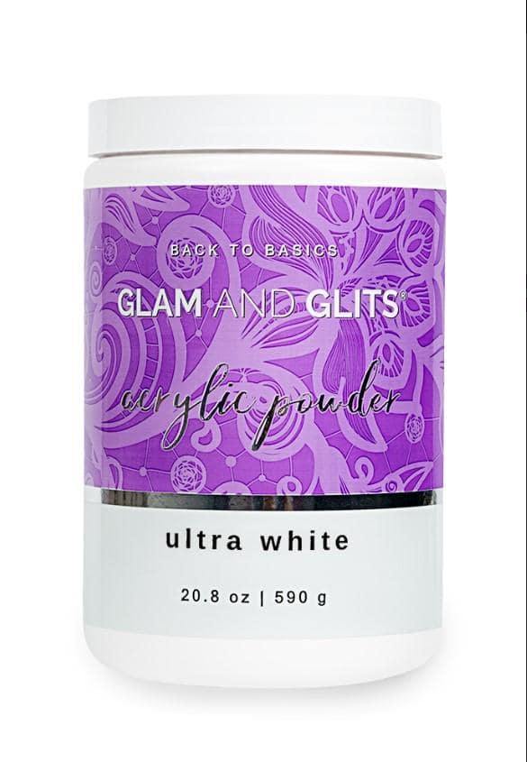 Glam and Glits Back to Basics Acrylic Powder - Ultra White 20.8oz/590g B2BUW20 